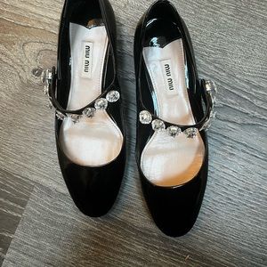 Miu Miu size 37 Maryjane flats with crystal strap